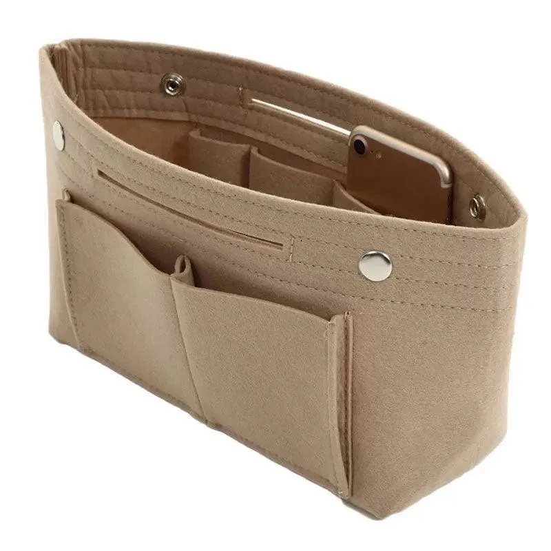 Travel Organiser Handbag Felt Bag Tote Insert Liner Purse Pouch Women 25*16*9Cm