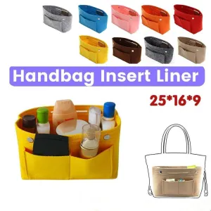 Travel Organiser Handbag Felt Bag Tote Insert Liner Purse Pouch Women 25*16*9Cm