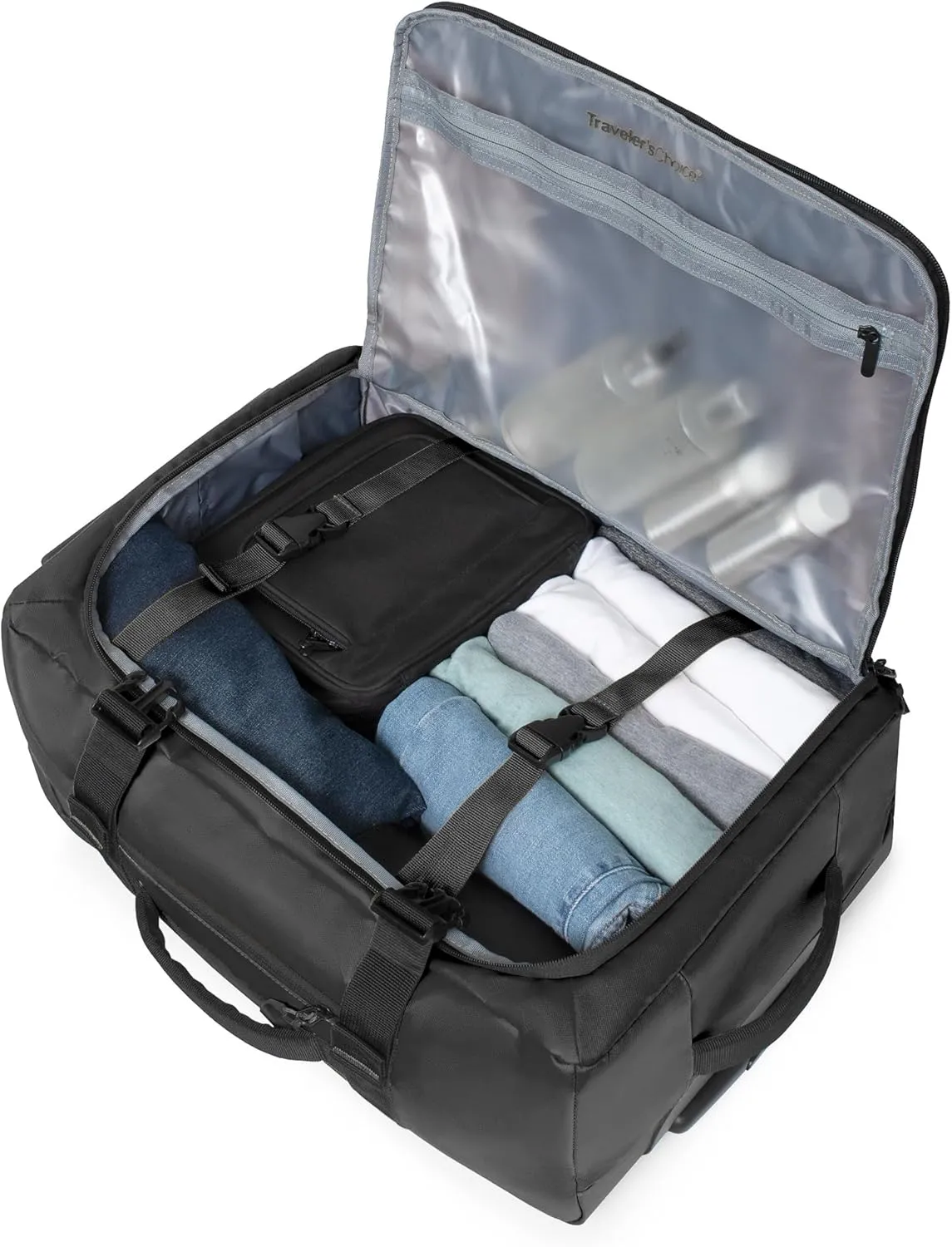 Traveler's Choice Wheeled Duffel, Black, Carry-On 21-Inch