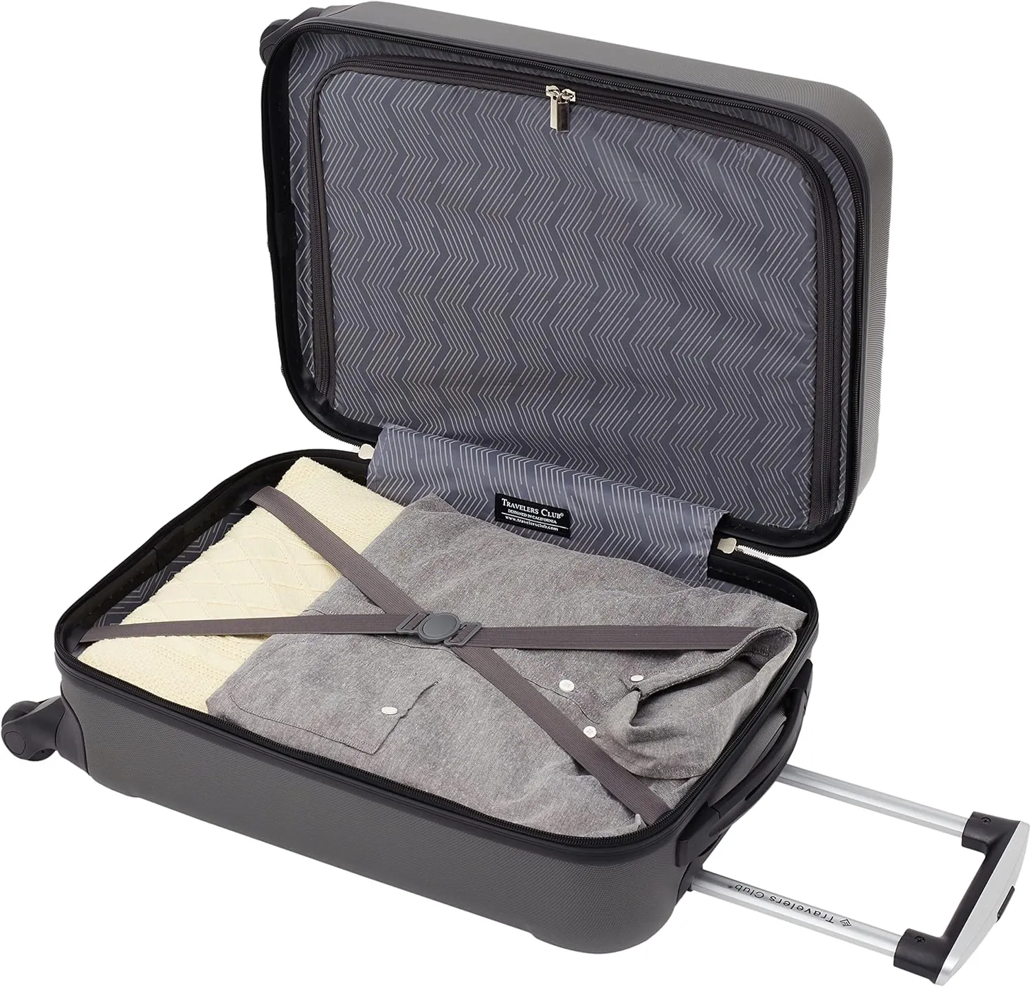 Travelers Club Cosmo Hardside Spinner Luggage, Charcoal Grey, Carry-On 20-Inch