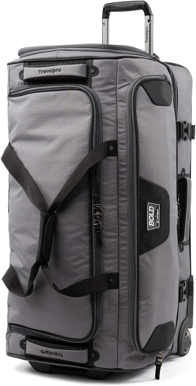 Travelpro Bold Drop Bottom Wheeled Rolling Duffel Bag, Grey/Black, 30-Inch