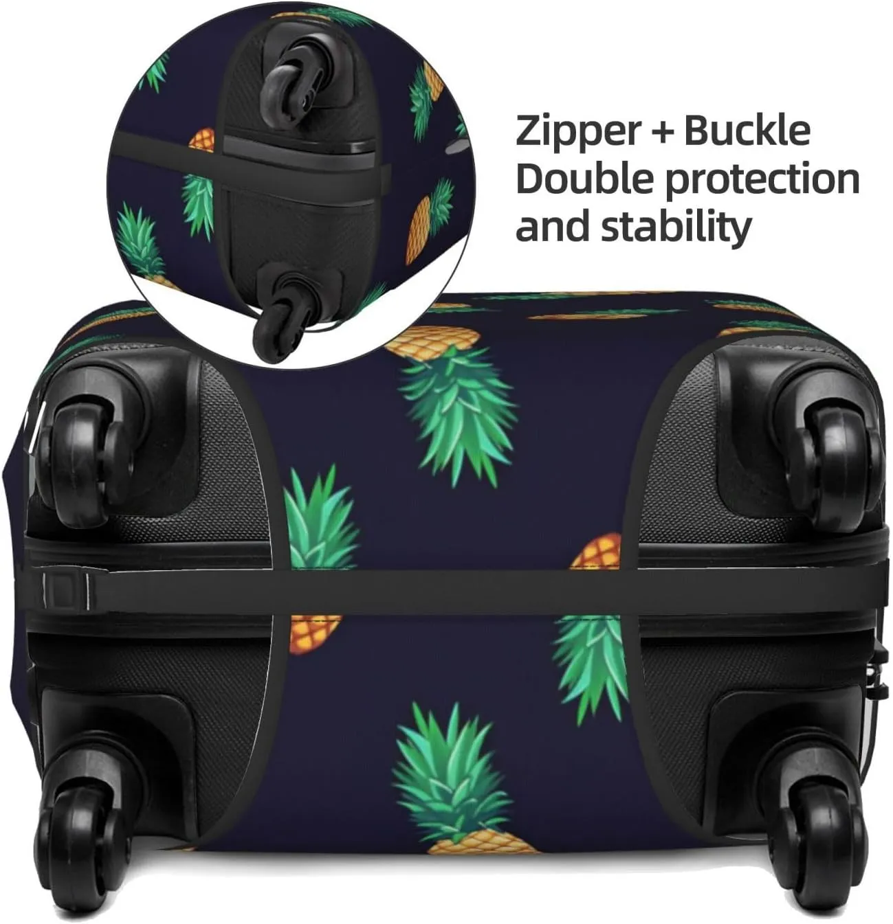 Tropical Pineapples Travel Luggage Cover Fits 18-32 Inch Luggage, Washable Suitcase Cover Protector with Concealed Zipper for Wheeled Suitcase Travel Accessories