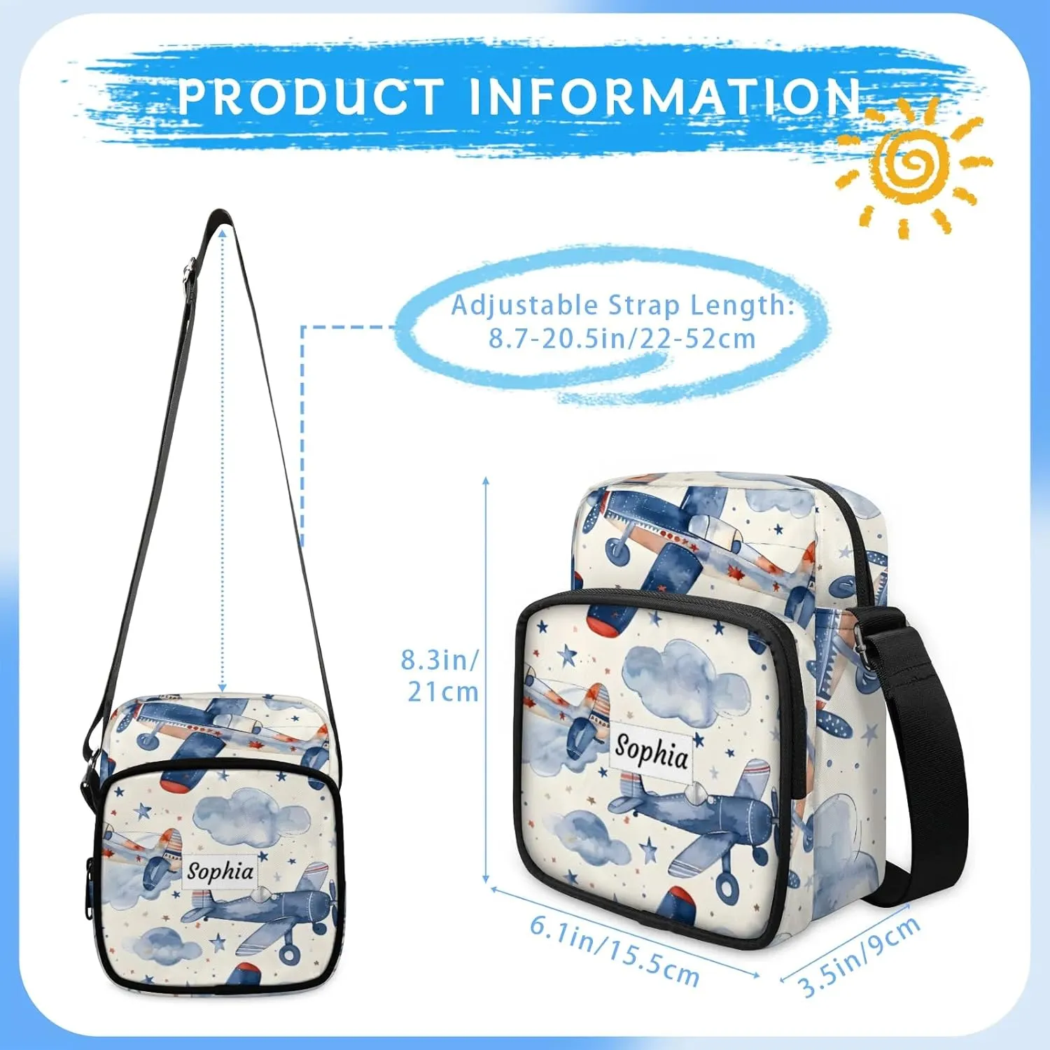 TropicalLife Personalized Crossbody Bag for Women Men Custom Name Messenger Bags