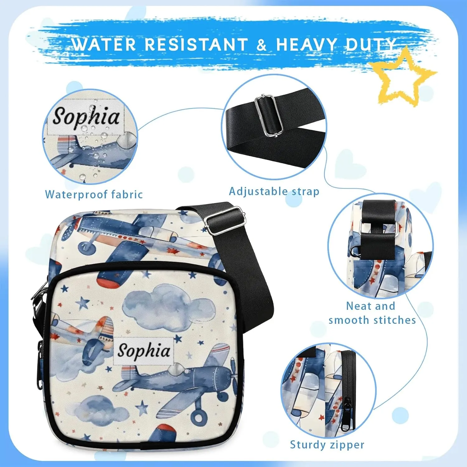 TropicalLife Personalized Crossbody Bag for Women Men Custom Name Messenger Bags