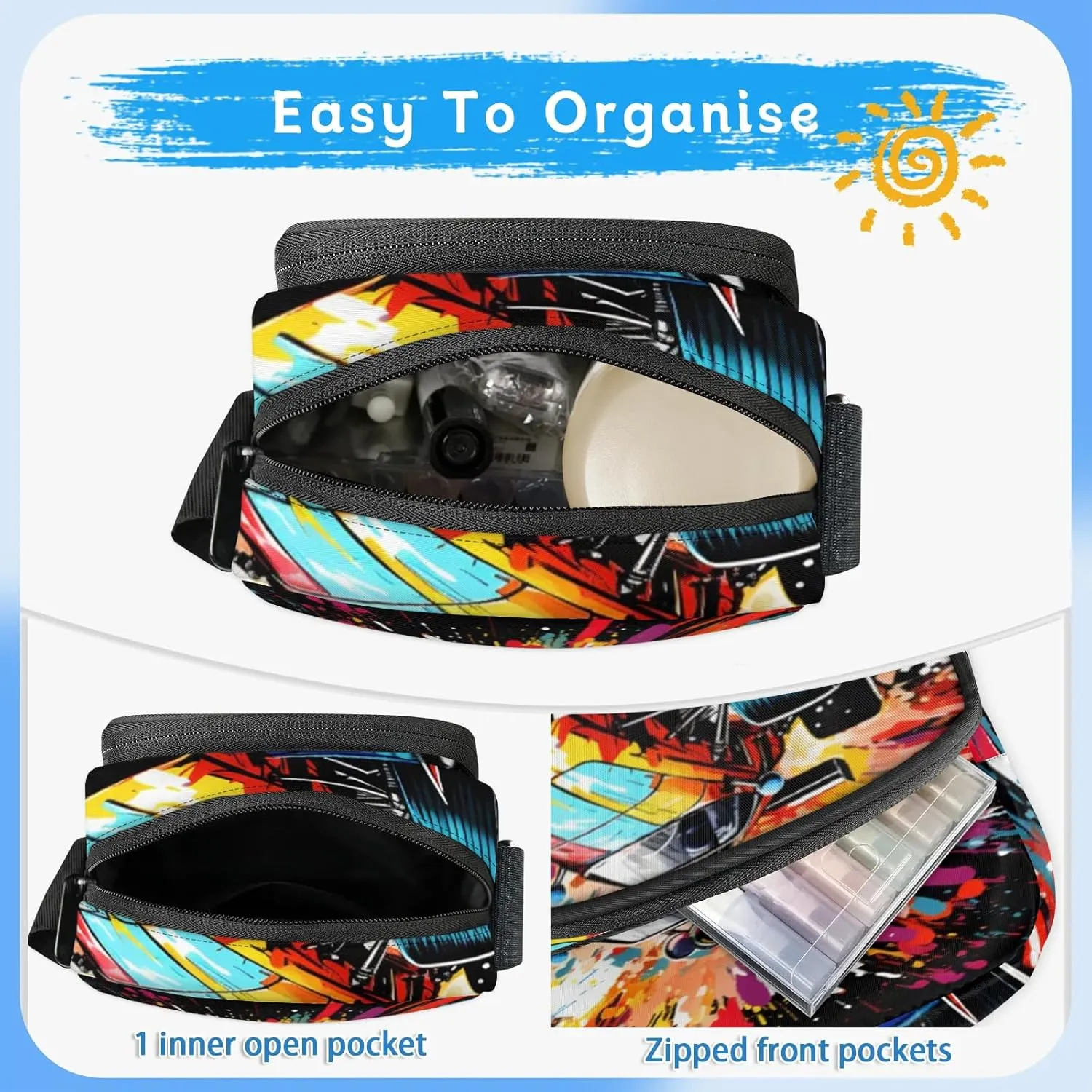 TropicalLife Personalized Crossbody Bag for Women Men Custom Name Messenger Bags