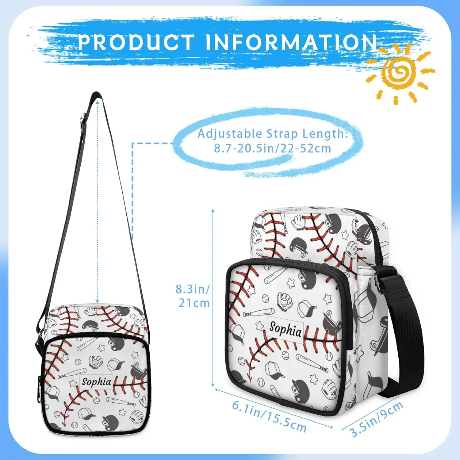 TropicalLife Personalized Crossbody Bag for Women Men Custom Name Messenger Bags