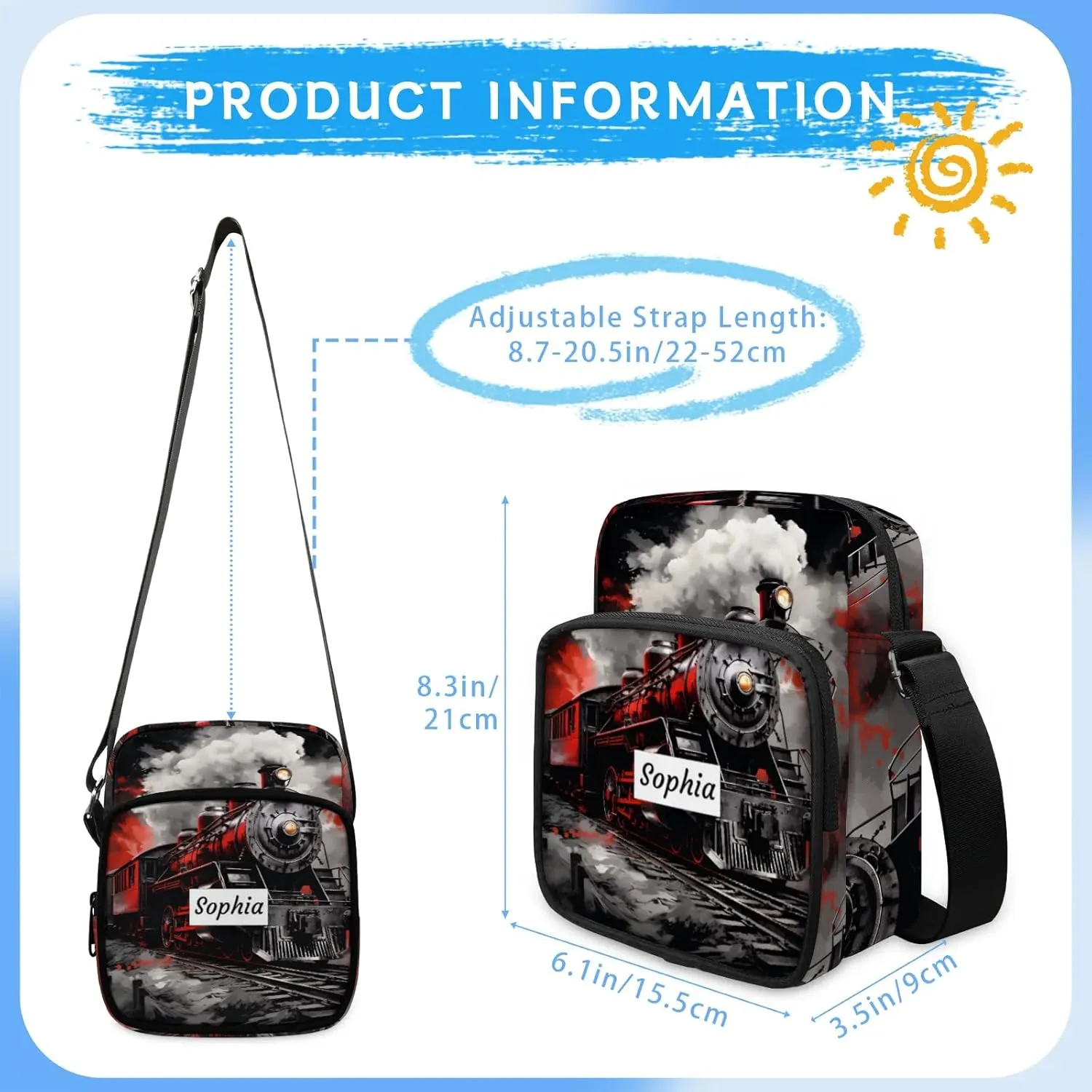 TropicalLife Personalized Crossbody Bag for Women Men Custom Name Messenger Bags