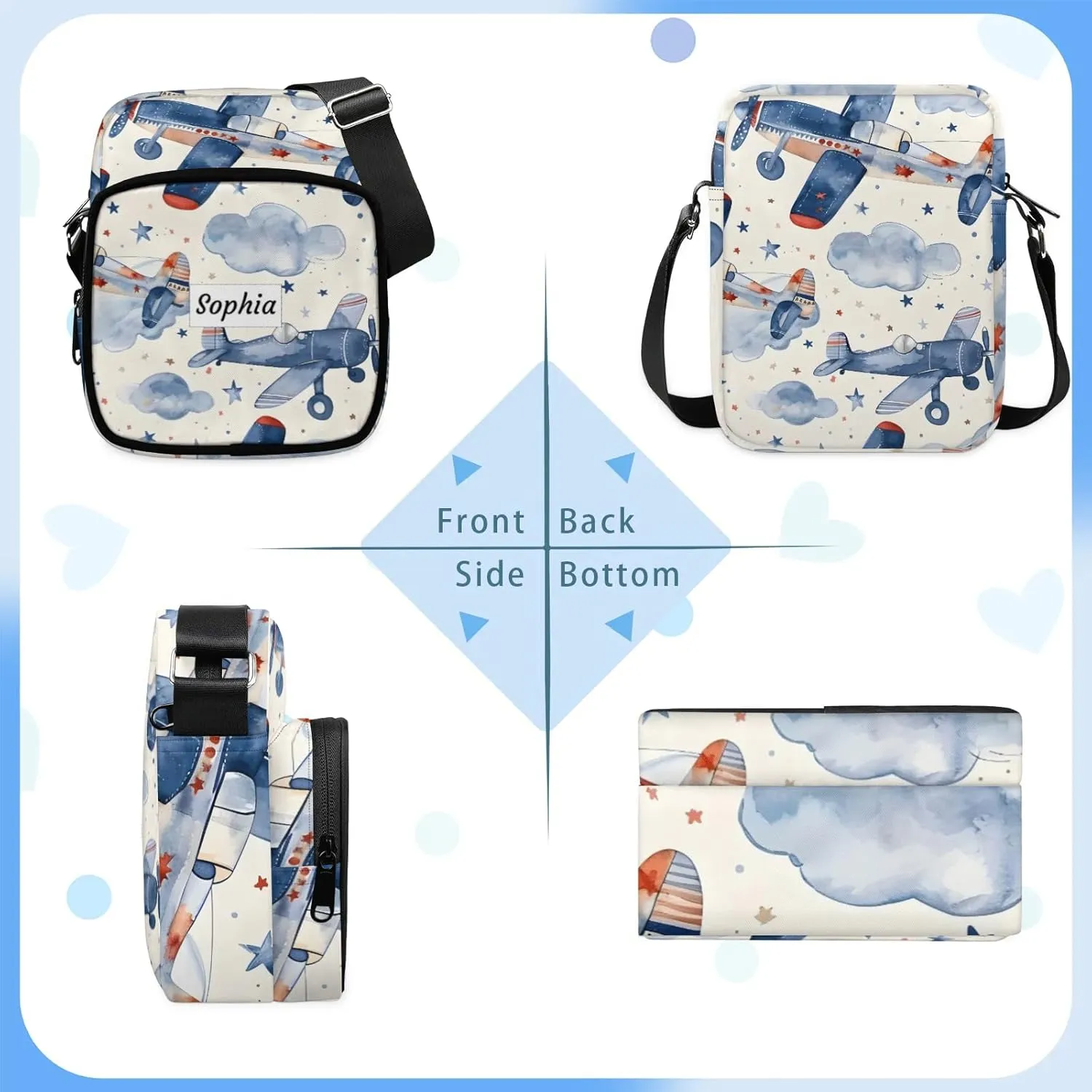 TropicalLife Personalized Crossbody Bag for Women Men Custom Name Messenger Bags