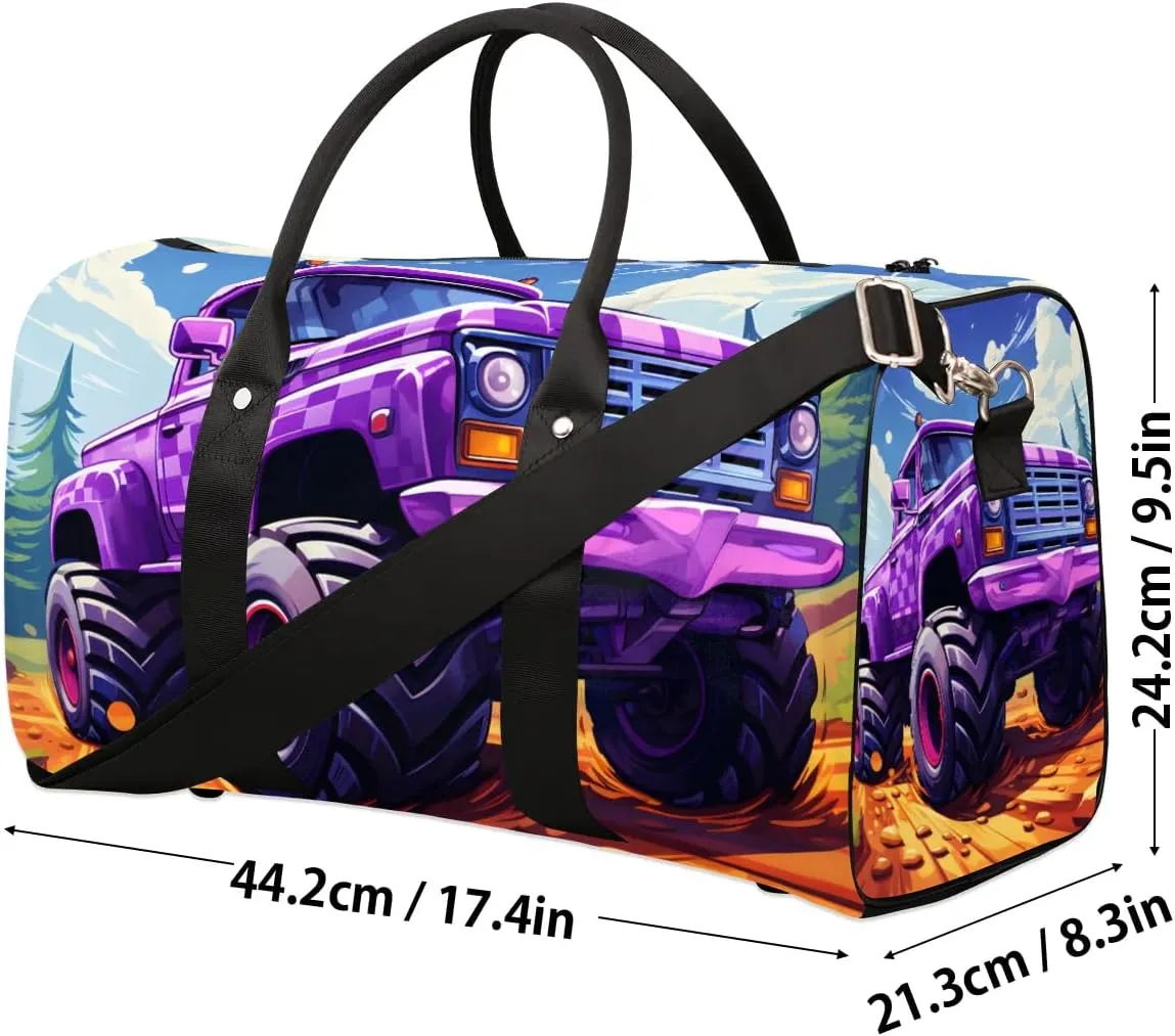 Truck Monster Car Travel Duffel Bag for Women Men Waterproof Foldable Overnight Weekender Bag Large Capacity Sports Gym Bag