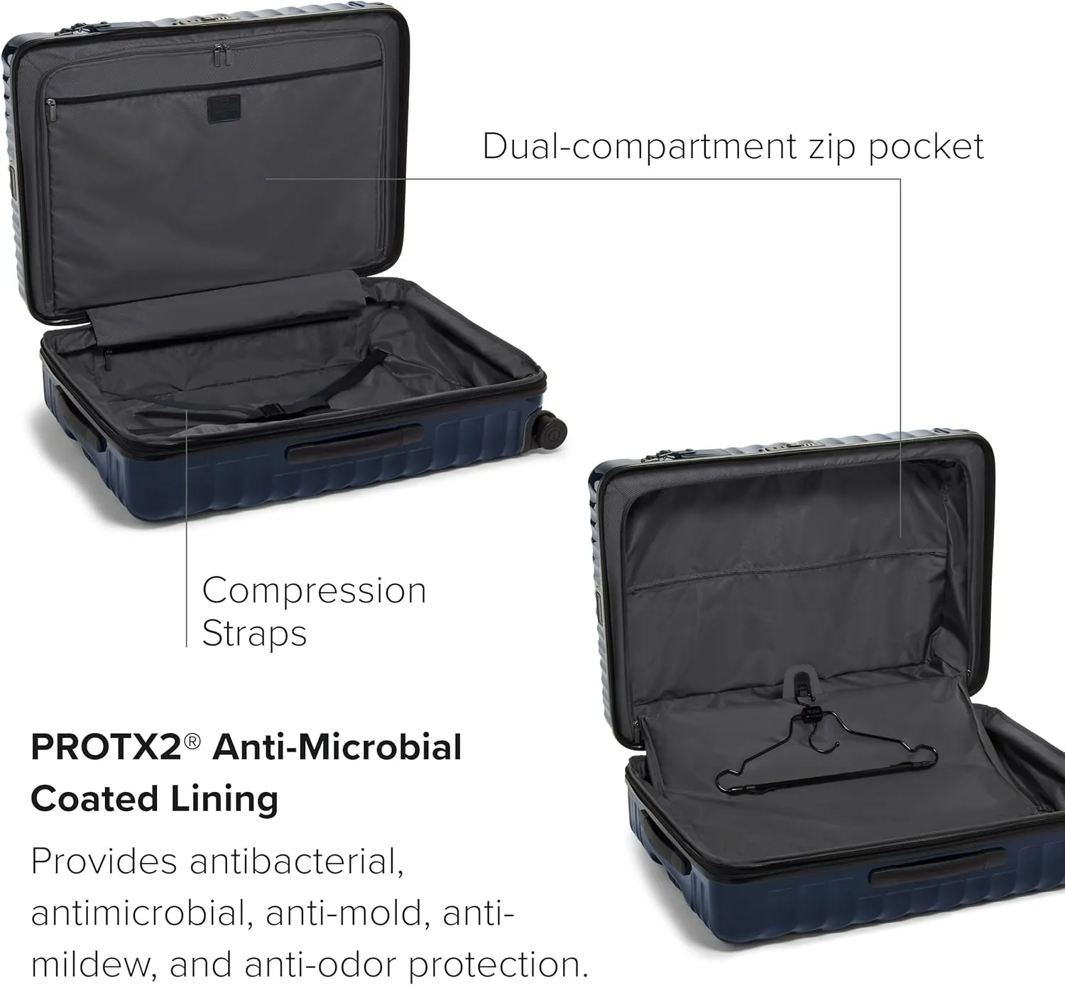TUMI - 19 Degree Extended Trip Expandable 4 Wheeled Packing Case - Hard Shell Suitcase - Roller Suitcase Checked Bag - Navy