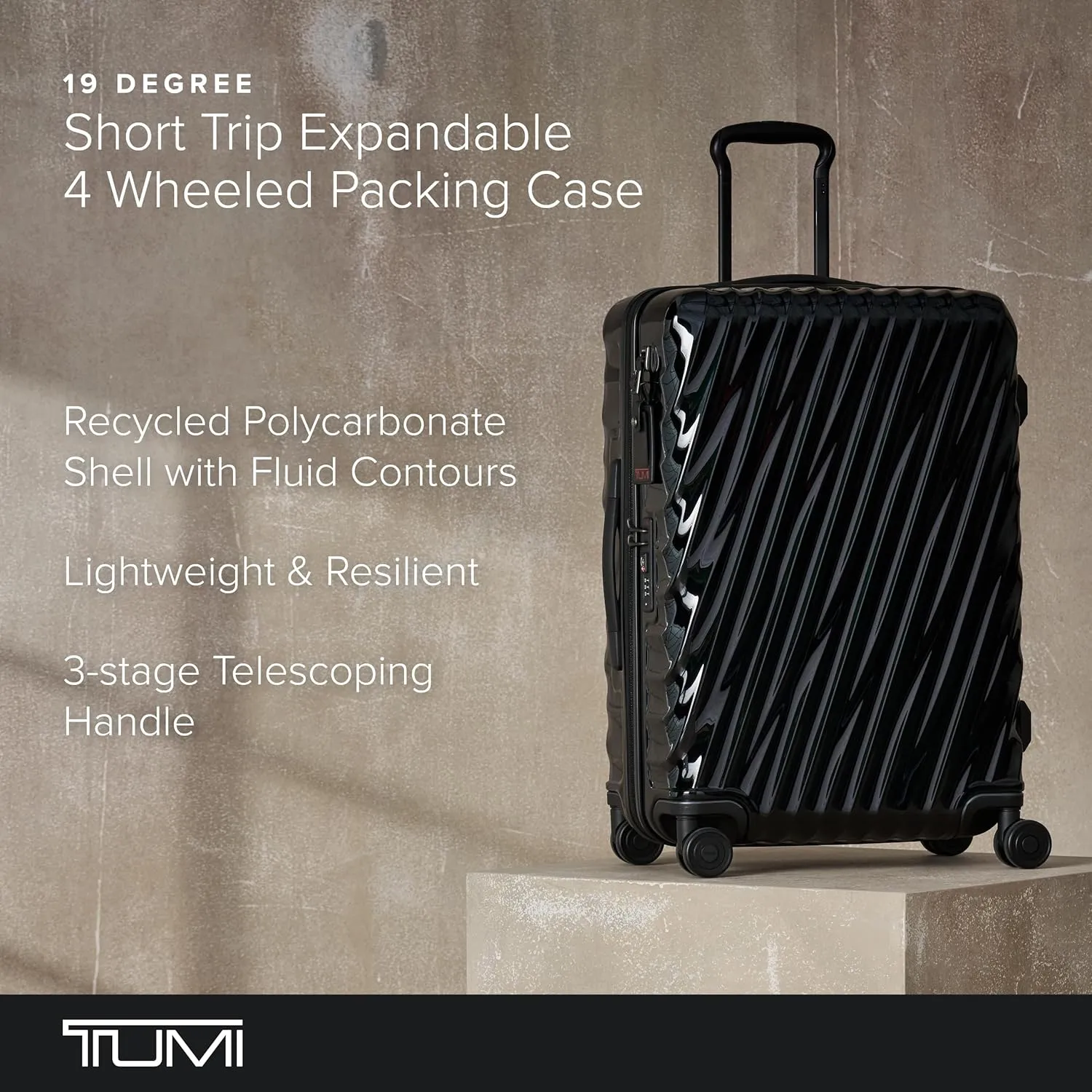 TUMI - 19 Degree Short Trip Expandable 4 Wheeled Packing Case - Hard Shell Suitcase - 26.0" X 17.5" X 10.0" - Black