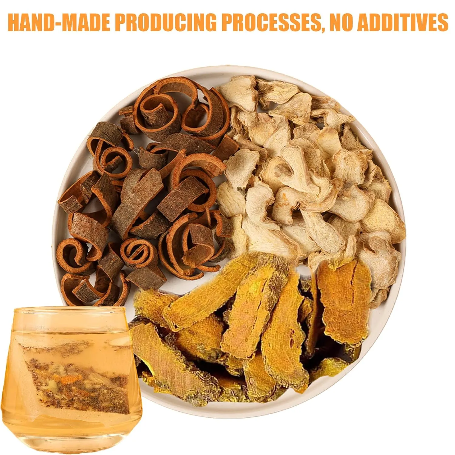 Turmeric Ginger Cinnamon Tea Bags, Premium turmeric ginger cinnamon tea bags organic, Turmeric Ginger Herbal Tea. 100% Natural & No AdditivesNo Sugar, No Caffeine, No Gluten, Vegan
