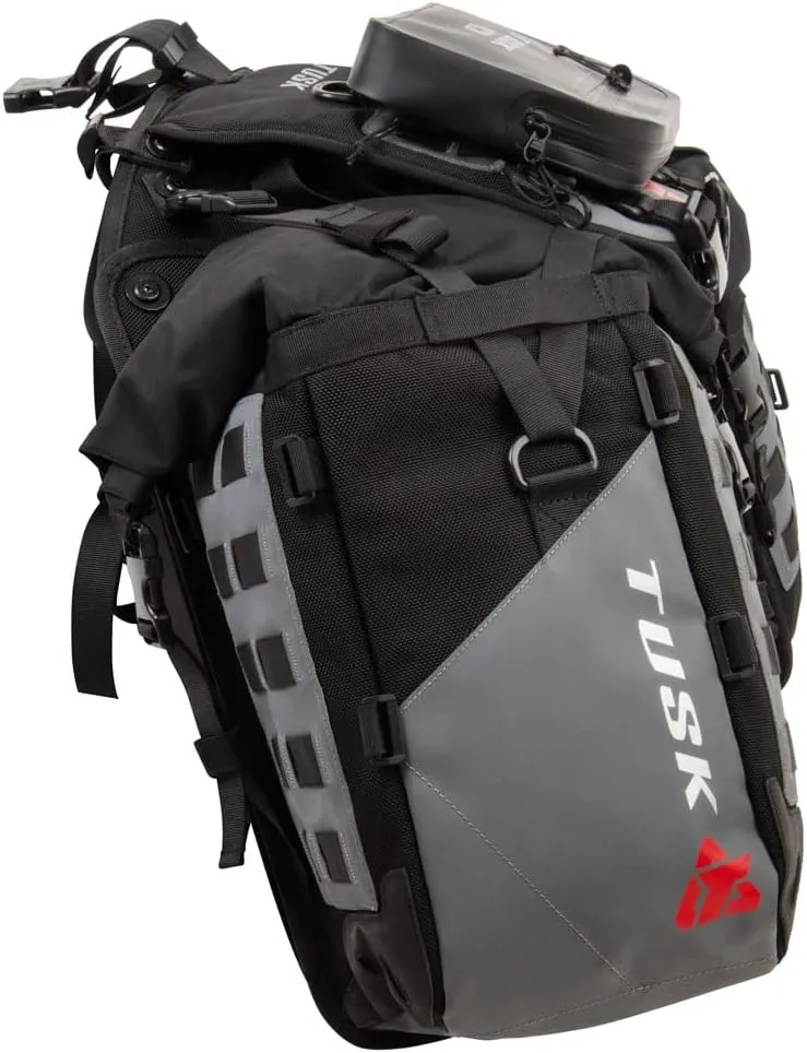 TUSK Highland X2 Rackless Luggage System w/Small Dry Duffel Tail Bag Standard Heat Shield Black/Grey
