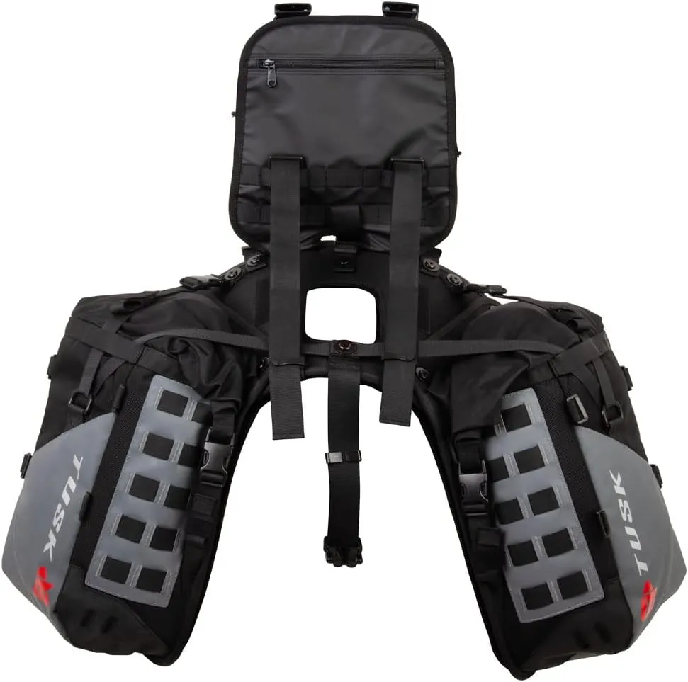 TUSK Highland X2 Rackless Luggage System w/Small Dry Duffel Tail Bag Standard Heat Shield Black/Grey