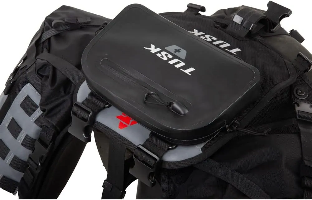 TUSK Highland X2 Rackless Luggage System w/Small Dry Duffel Tail Bag Standard Heat Shield Black/Grey