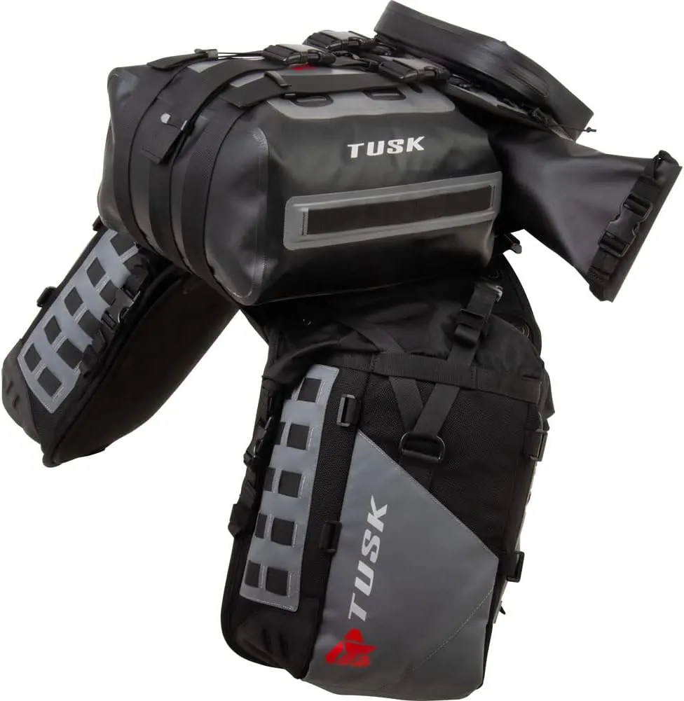 Tusk Off-Road Highland X2 Rackless Luggage System w/Small Dry Duffel Tail Bag Standard Heat Shield for KTM 790 Adventure 2019-2020