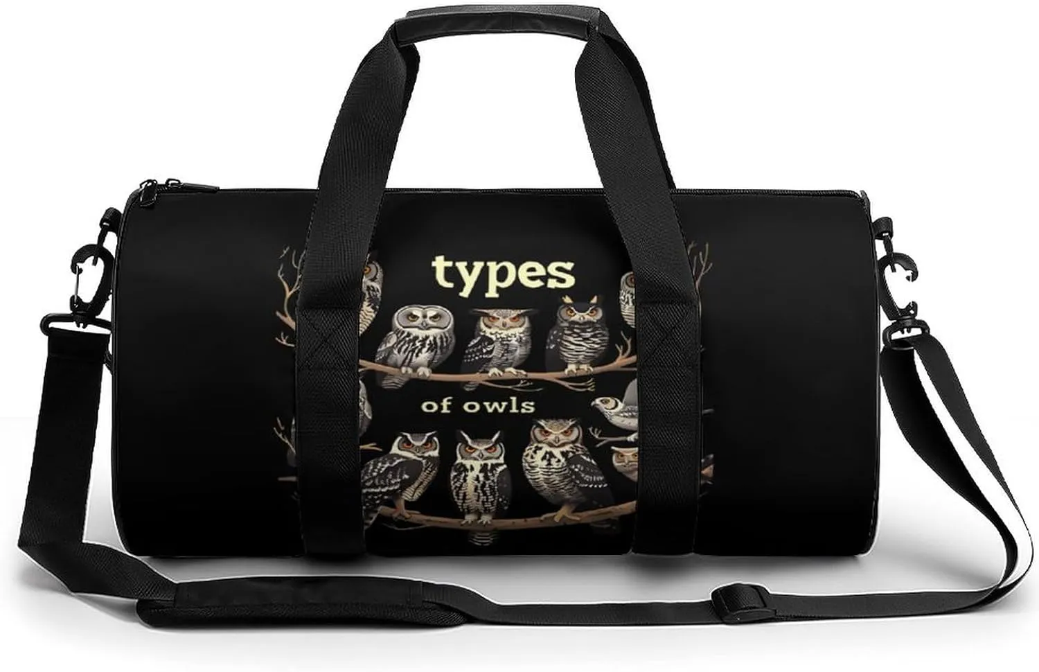 Types of Owls Owl Lover Novelty Large Duffel Bag Lightweight Gym Bag Travel Tote Bags