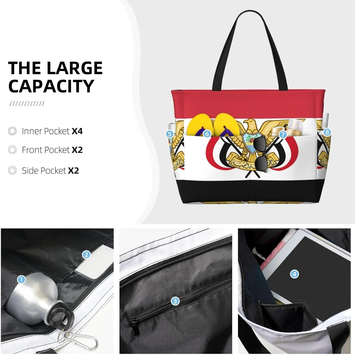 Ukrainian Flag Women Large Beach Bag Travel Weekender Foldable Tote Bag for Pool Beach Vacation Gym
