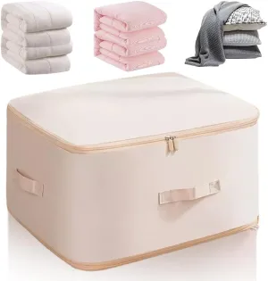 Ultra Space Saving Self Compression Organizer, 2025 New 3-Layer Comforter Storage Bag Large Capacity, Washable Compression Bags for Storage Comforter Blanket (Apricot, X-Large)