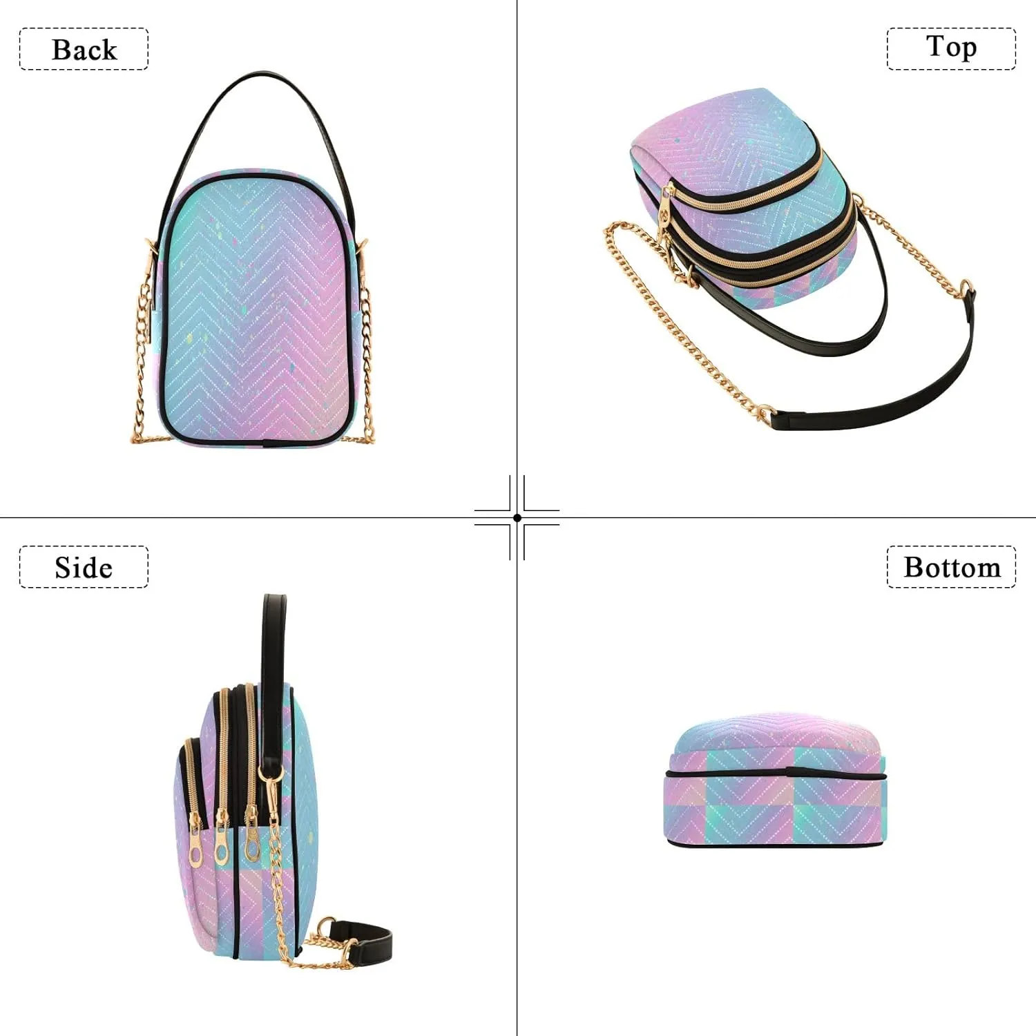 Unicorn Background with Rainbow Crossbody Handbags for Women Casual Leather Shoulder Phone Purse