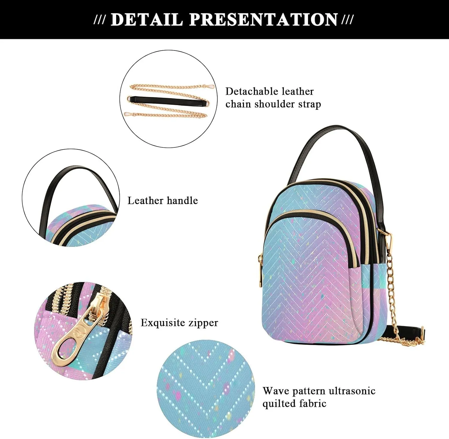 Unicorn Background with Rainbow Crossbody Handbags for Women Casual Leather Shoulder Phone Purse