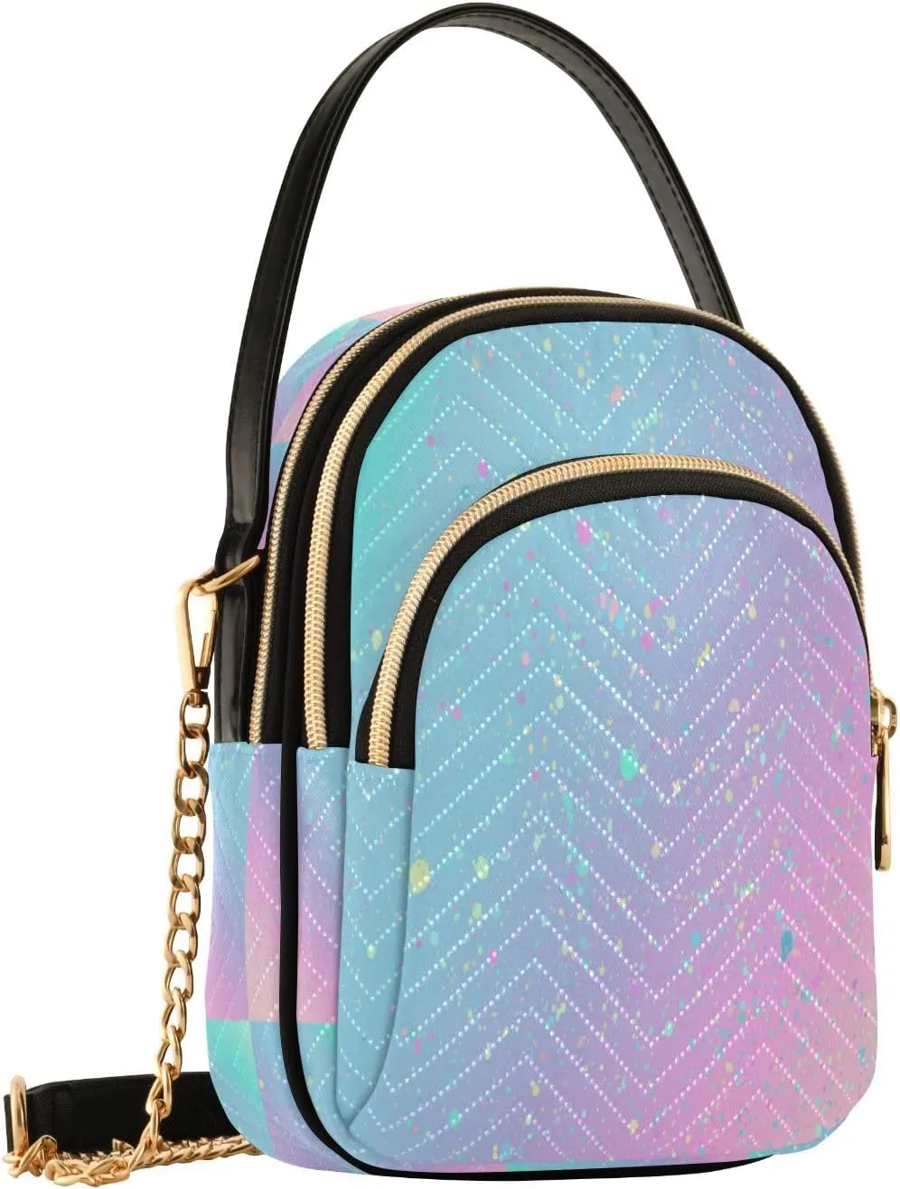 Unicorn Background with Rainbow Crossbody Handbags for Women Casual Leather Shoulder Phone Purse