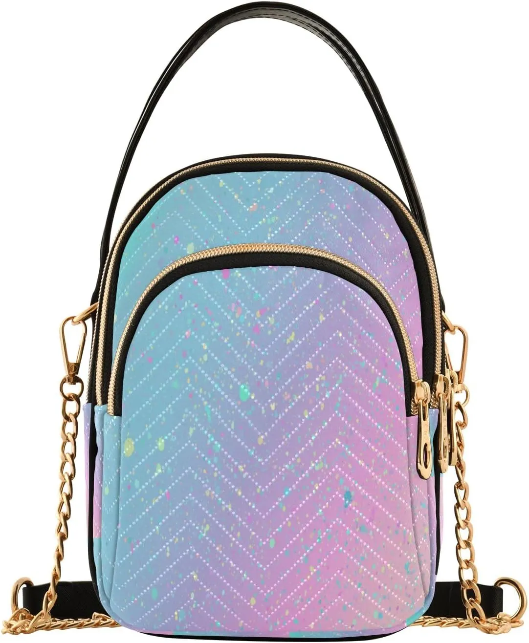 Unicorn Background with Rainbow Crossbody Handbags for Women Casual Leather Shoulder Phone Purse