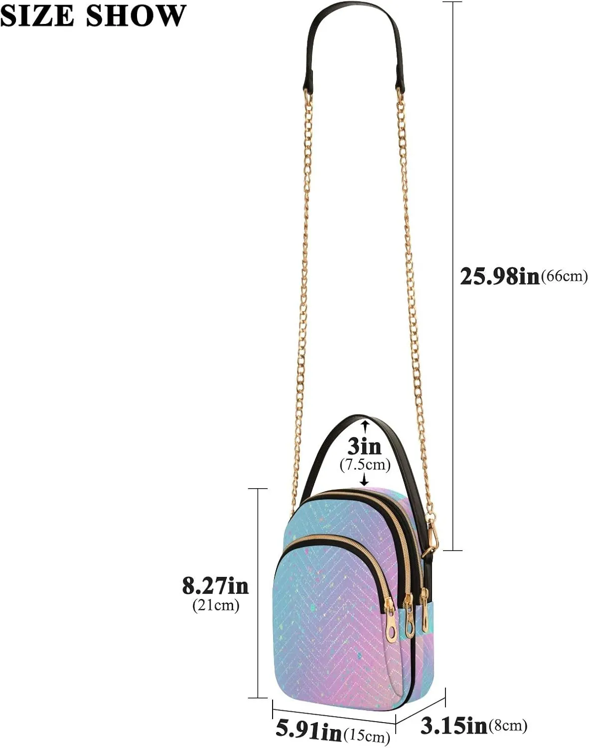 Unicorn Background with Rainbow Crossbody Handbags for Women Casual Leather Shoulder Phone Purse