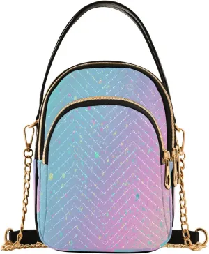 Unicorn Background with Rainbow Crossbody Handbags for Women Casual Leather Shoulder Phone Purse