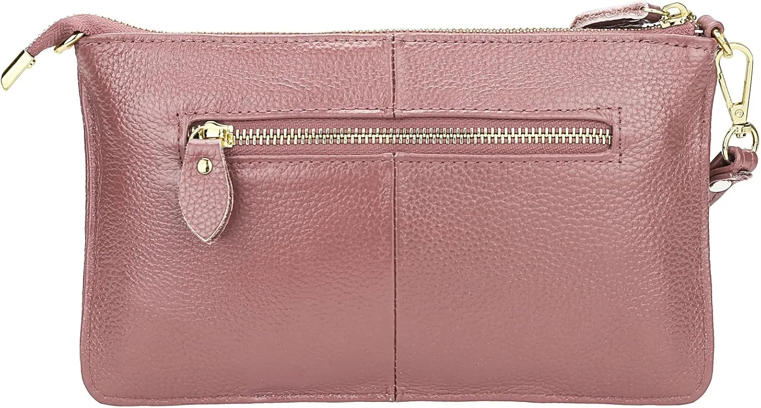 Uromee Wristlet Wallet Clutch Purses for Women Genuine Leather Crossbody Bag Handbag with Detachable Shoulder Chain