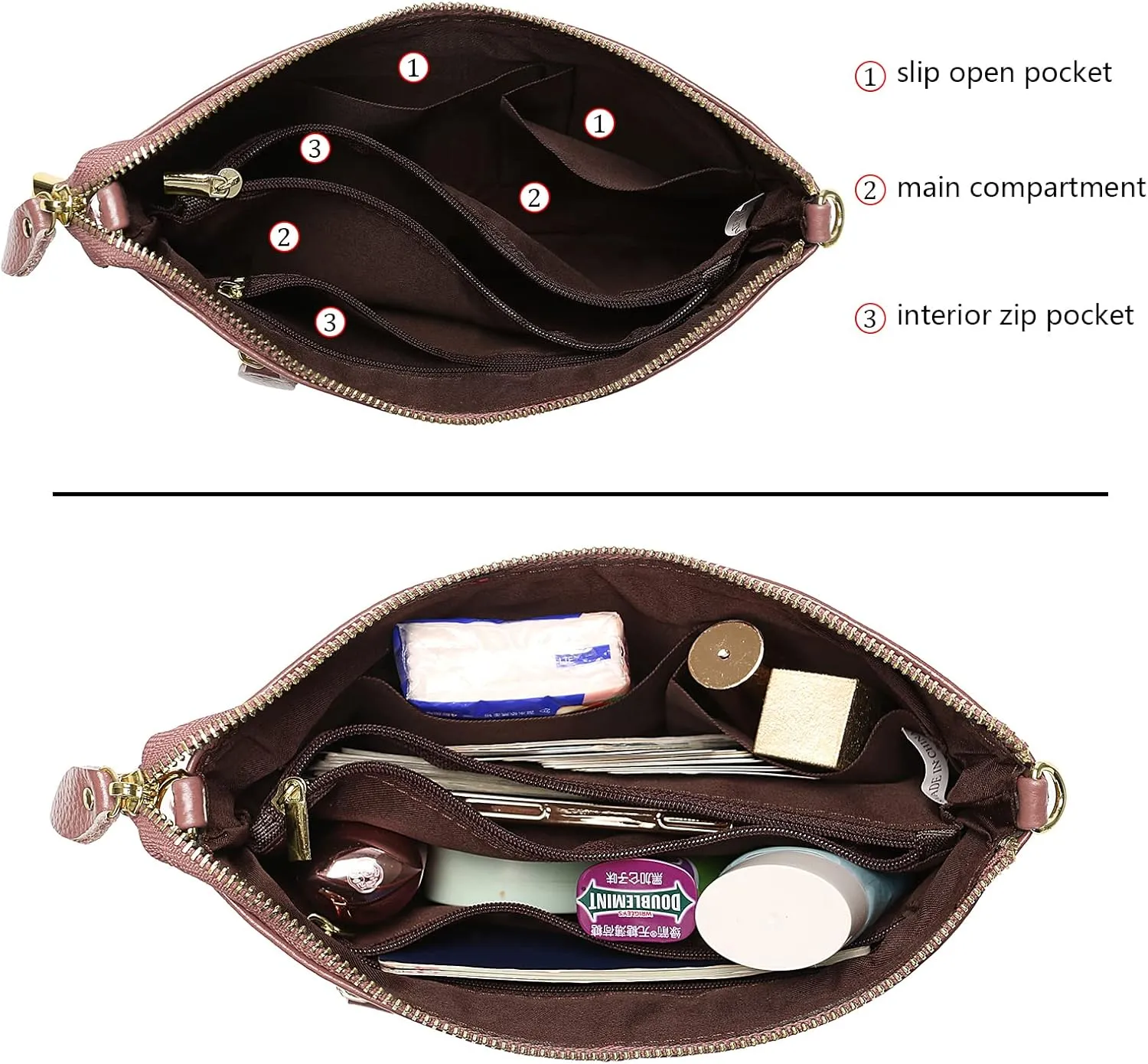Uromee Wristlet Wallet Clutch Purses for Women Genuine Leather Crossbody Bag Handbag with Detachable Shoulder Chain