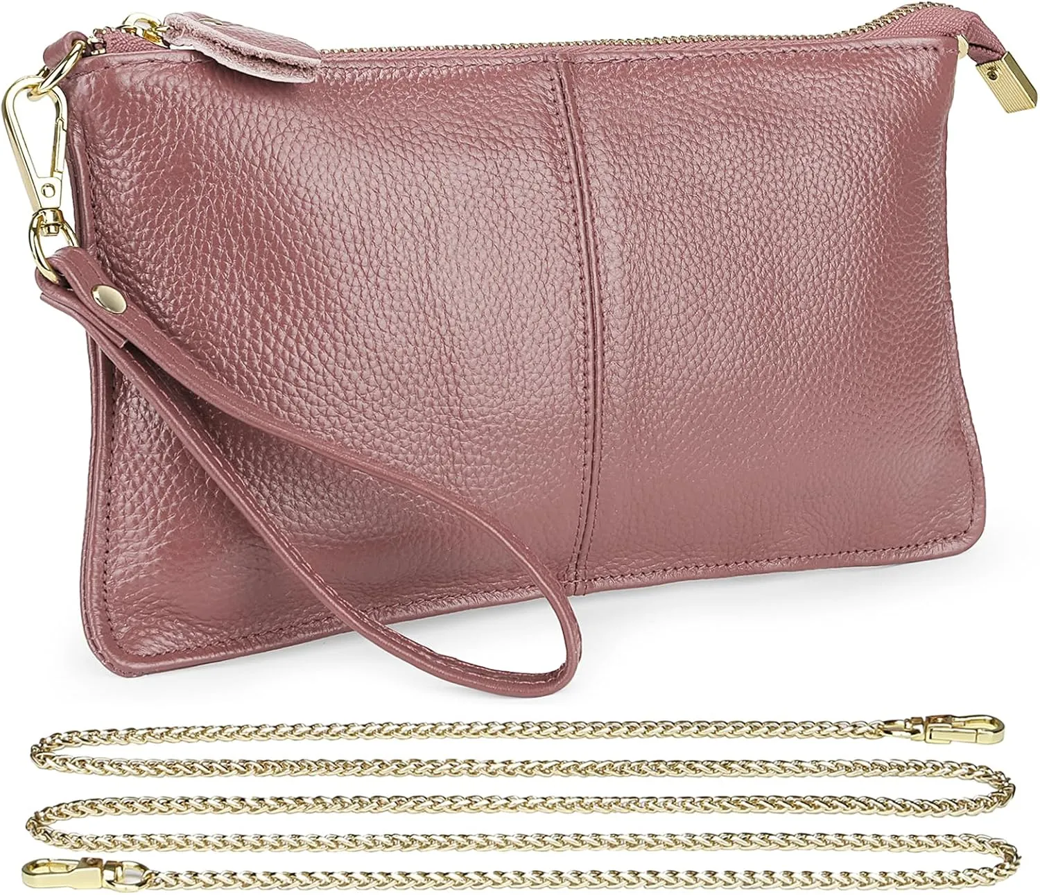 Uromee Wristlet Wallet Clutch Purses for Women Genuine Leather Crossbody Bag Handbag with Detachable Shoulder Chain
