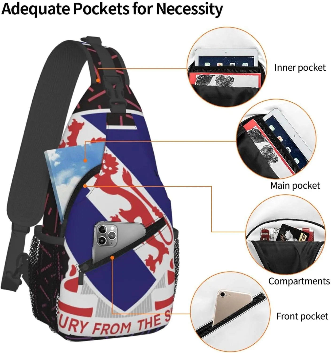 Us A-rmy 508th Parachute Airborne Infantry Regiment Dui Small Crossbody Backpack Sling Bag One Shoulder Chest Bags Gym Sport Travel Hiking Daypack