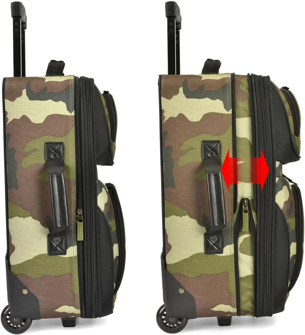 U.S. Traveler Lightweight Rolling 20" Carry On Luggage Softside Suitcase, Camouflage, 2 Wheel-1 Piece