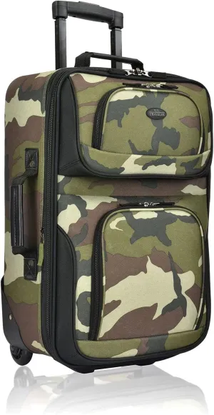 U.S. Traveler Lightweight Rolling 20" Carry On Luggage Softside Suitcase, Camouflage, 2 Wheel-1 Piece