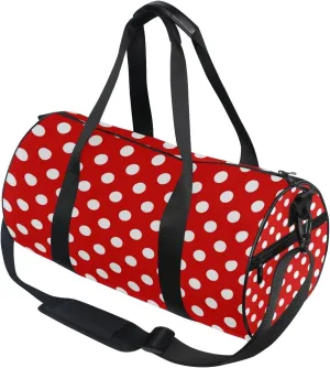 Use4 White Red Polka Dot Travel Duffel Bag Sport Gym Luggage Bag for Men Women