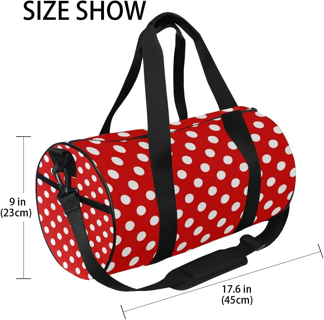Use4 White Red Polka Dot Travel Duffel Bag Sport Gym Luggage Bag for Men Women