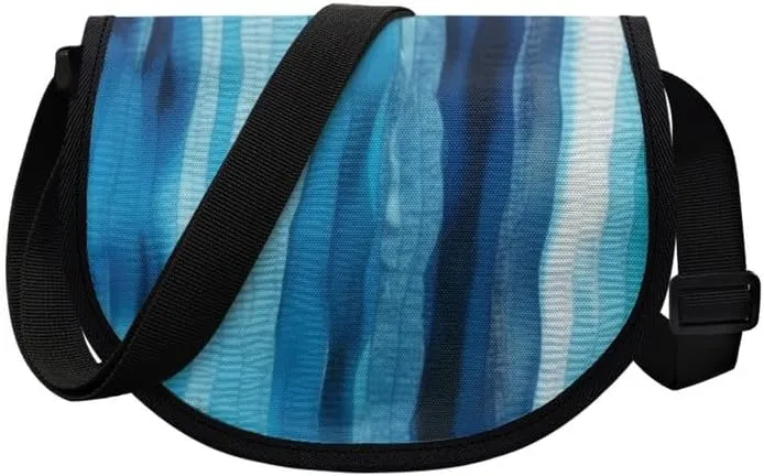 Uskorhein Fractal Butterfly Lotus Graffiti Hippie Dog Nylon Crescent Crossbody Bag for Women Men Mini Messenger Satchel Bag