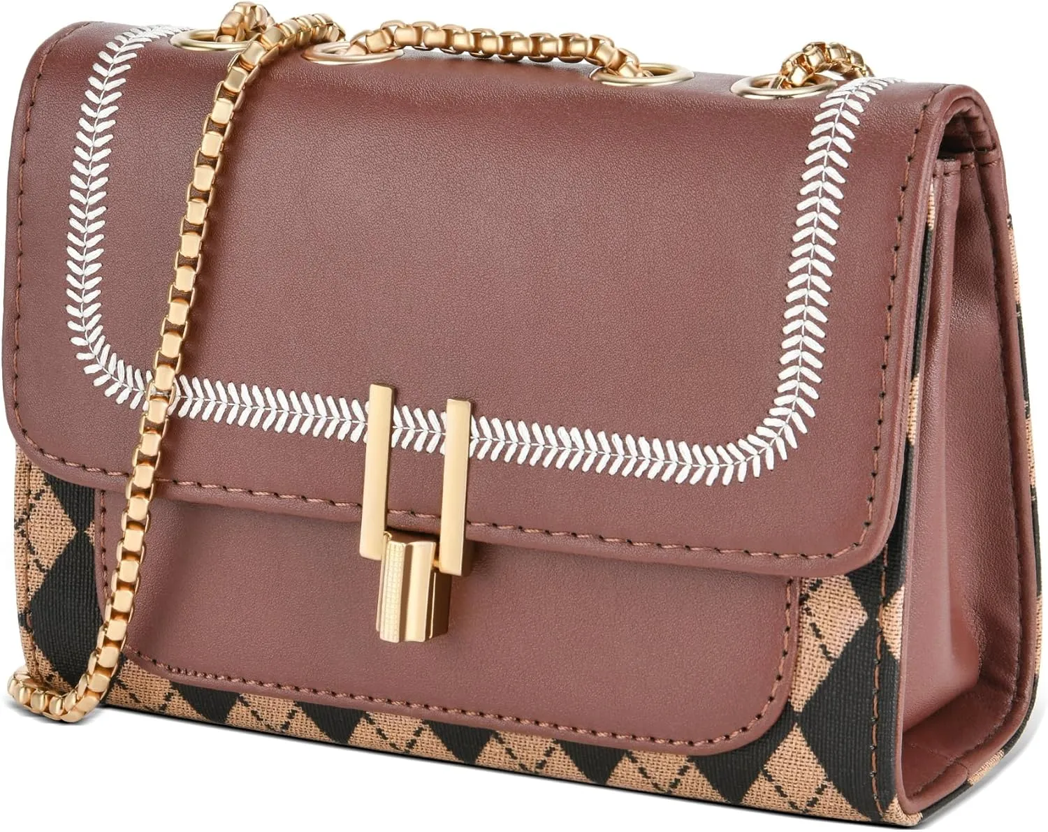 UTOTEBAG Crossbody Bags for Women Small Purse PU Leather Shoulder Bag Trendy Handbag Satchel Evening Bag with Chain Strap