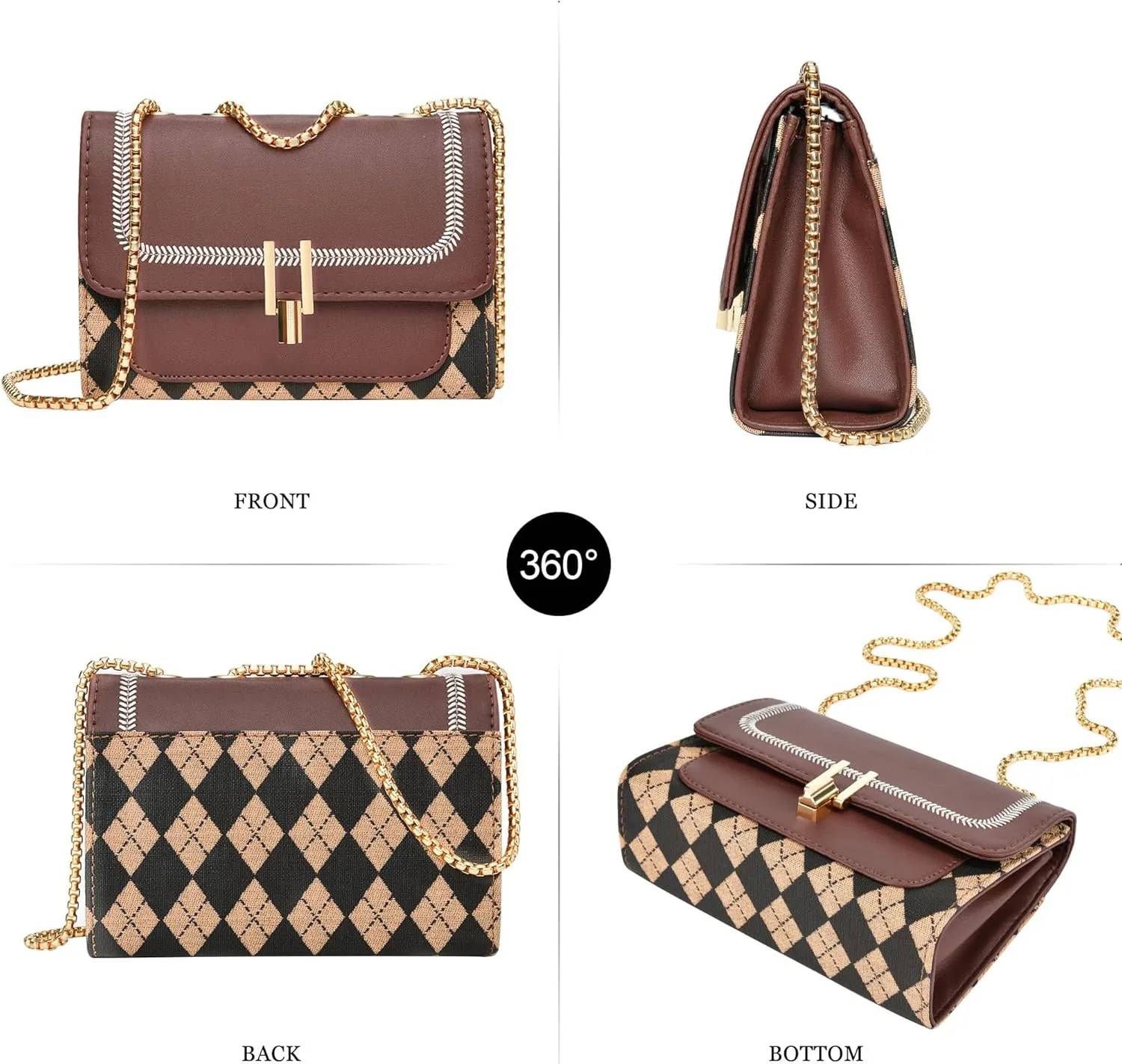 UTOTEBAG Crossbody Bags for Women Small Purse PU Leather Shoulder Bag Trendy Handbag Satchel Evening Bag with Chain Strap