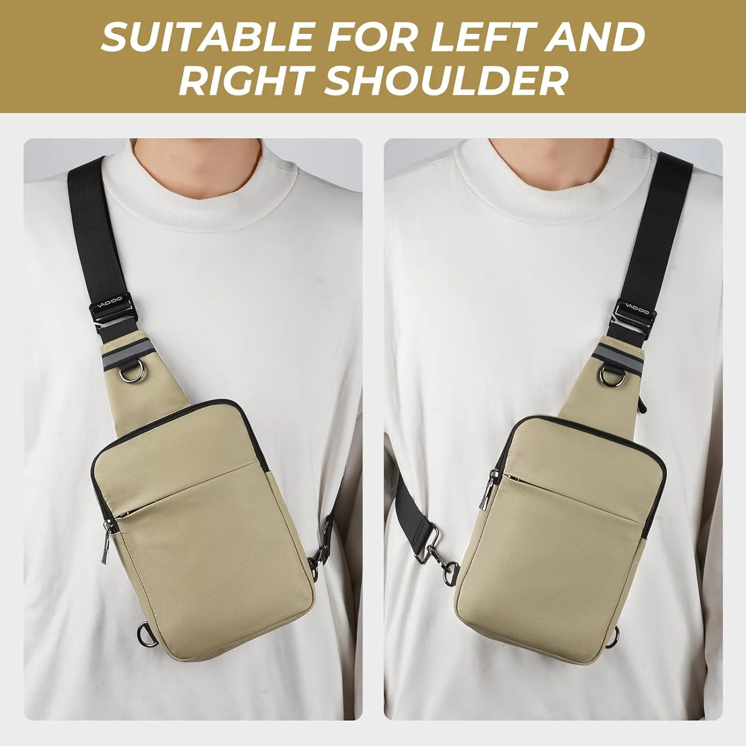 VADOO Sling Bag, Small Crossbody Bag with RFID Blocking for Women and Men, Lightweight Chest Phone Mini Bag for Travel Casual