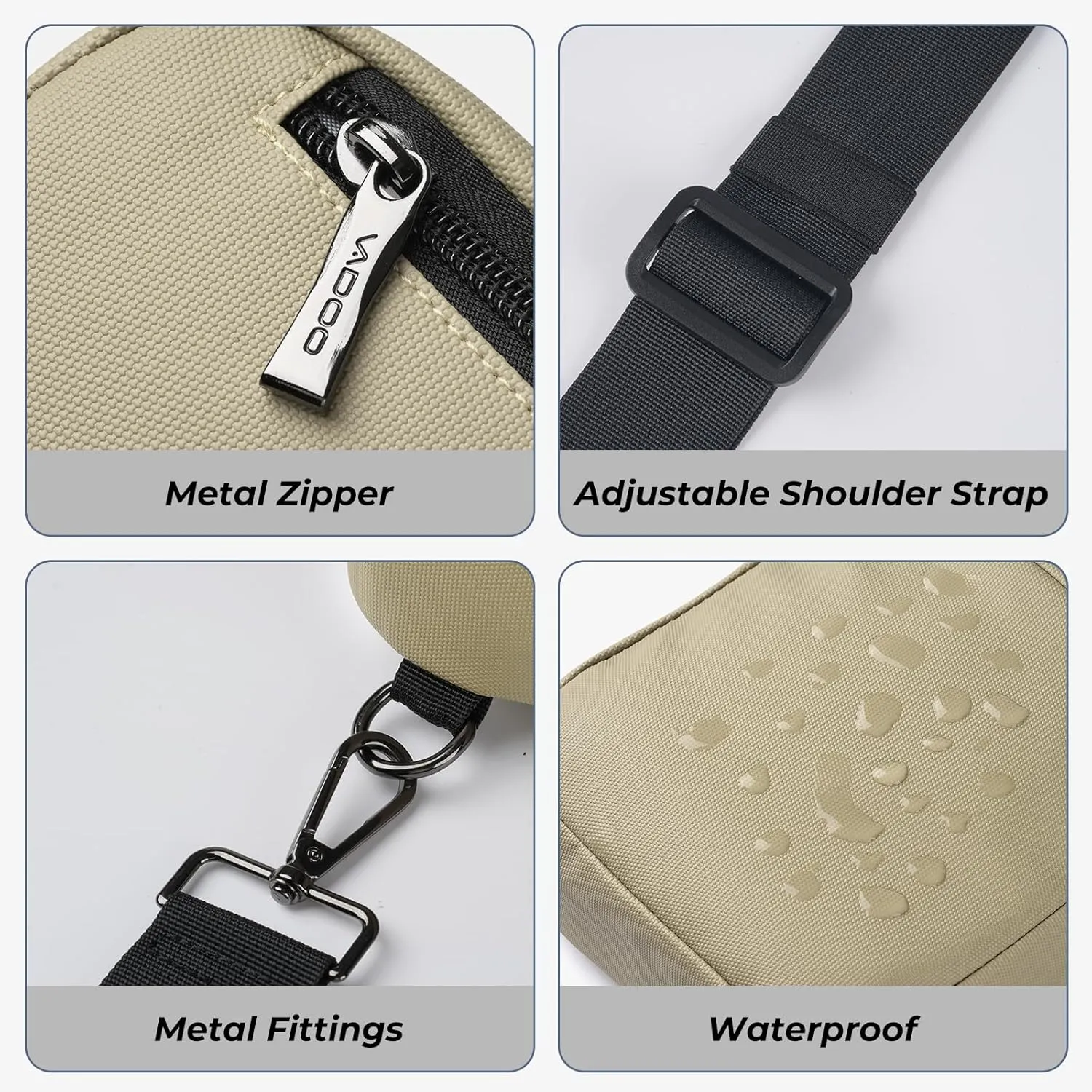 VADOO Sling Bag, Small Crossbody Bag with RFID Blocking for Women and Men, Lightweight Chest Phone Mini Bag for Travel Casual