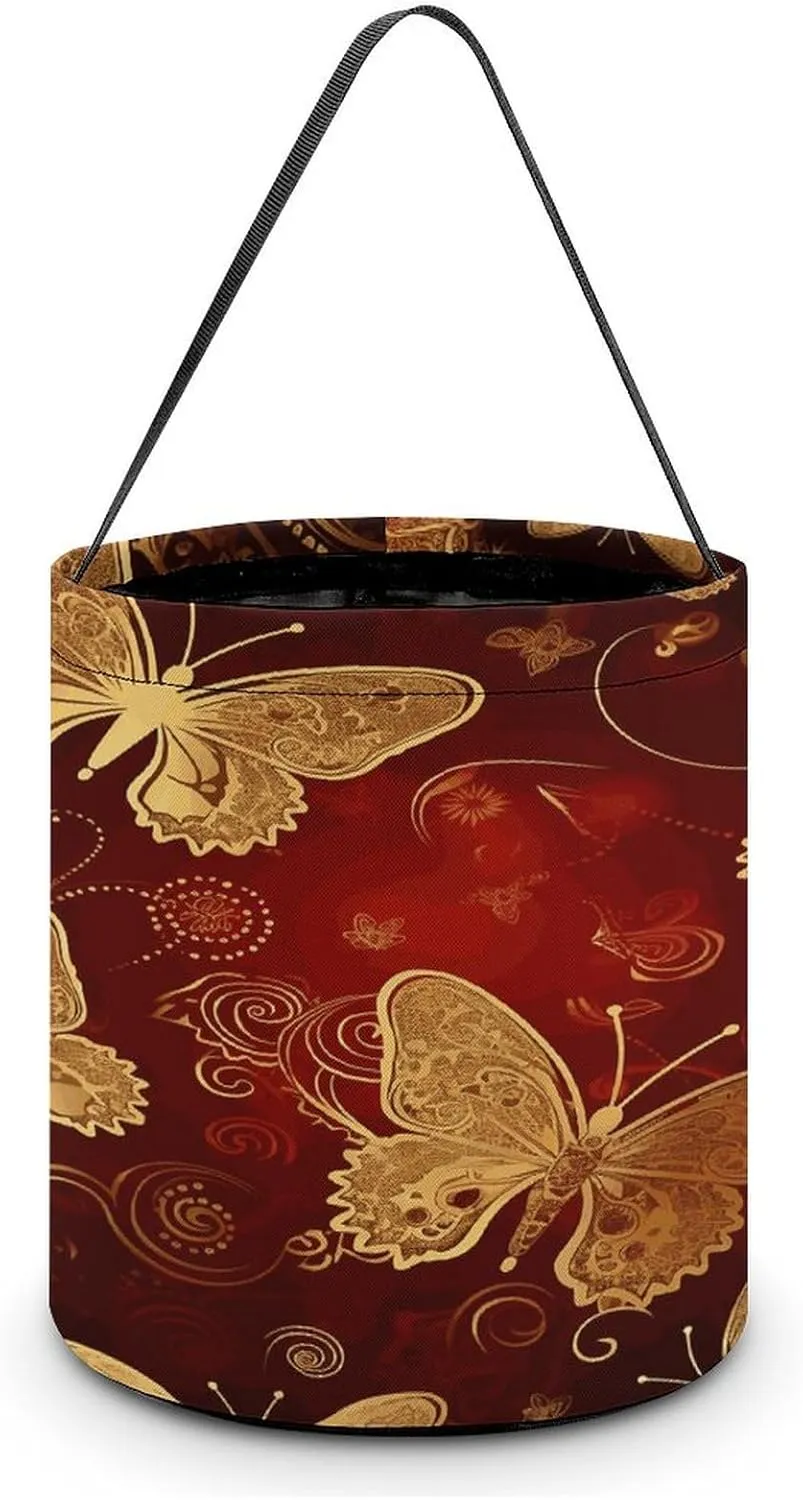 Valentine Hearts Golden Butterfly Halloween Tote Candy Bag Candy Basket Candy Bucket Gift Bag for Halloween Party