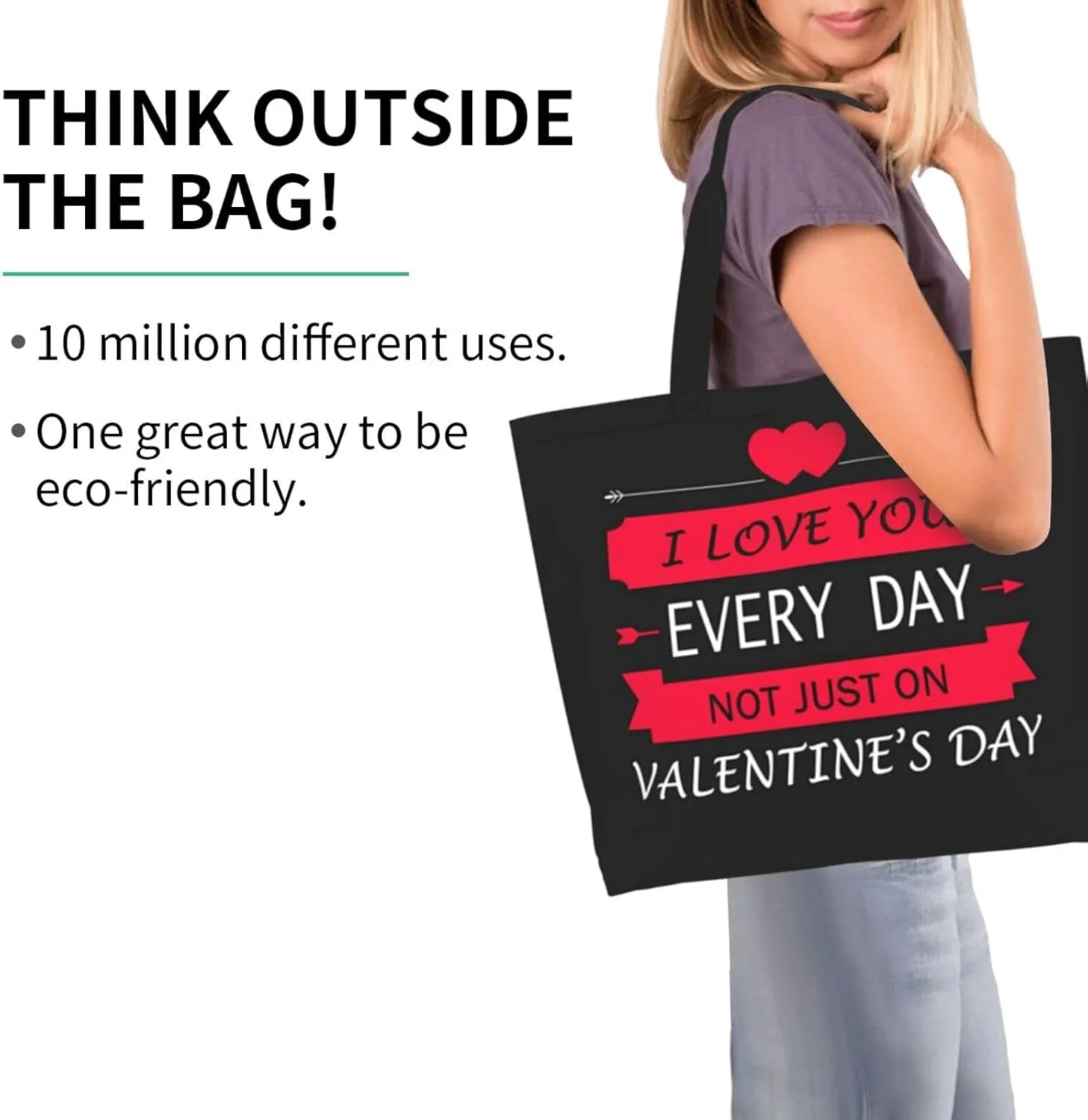 Valentine's Tote Bag Large with Interior Pocket Tote Bag Reusable by Shoulder Tote Bags Travel Bags Shopping Gift