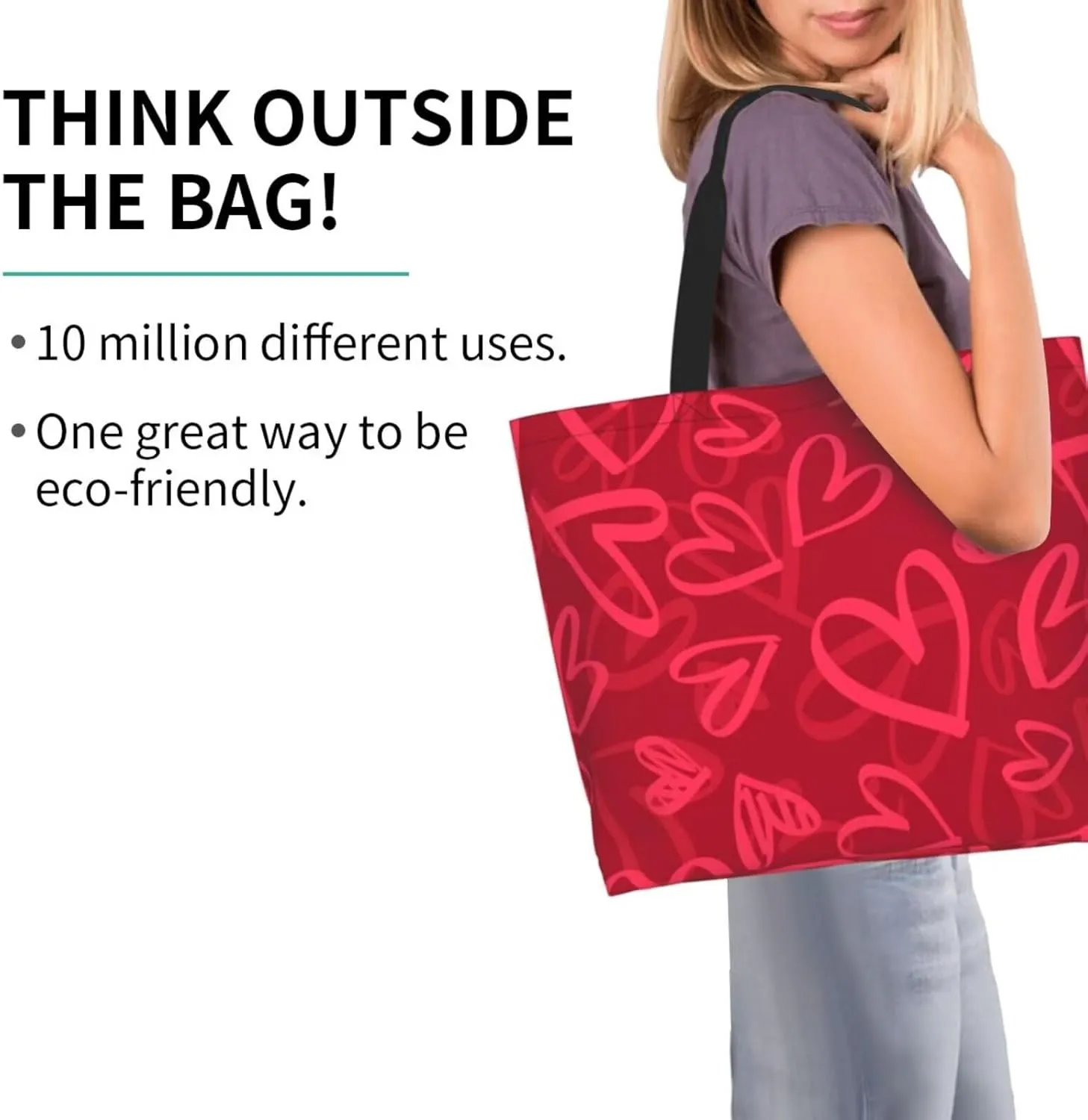 Valentine's Tote Bag Large with Interior Pocket Tote Bag Reusable by Shoulder Tote Bags Travel Bags Shopping Gift