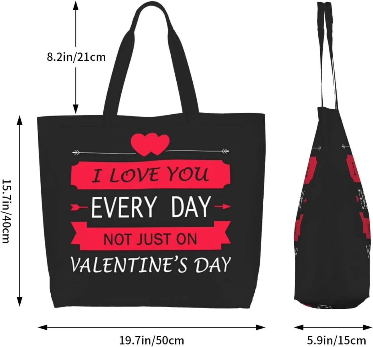 Valentine's Tote Bag Large with Interior Pocket Tote Bag Reusable by Shoulder Tote Bags Travel Bags Shopping Gift