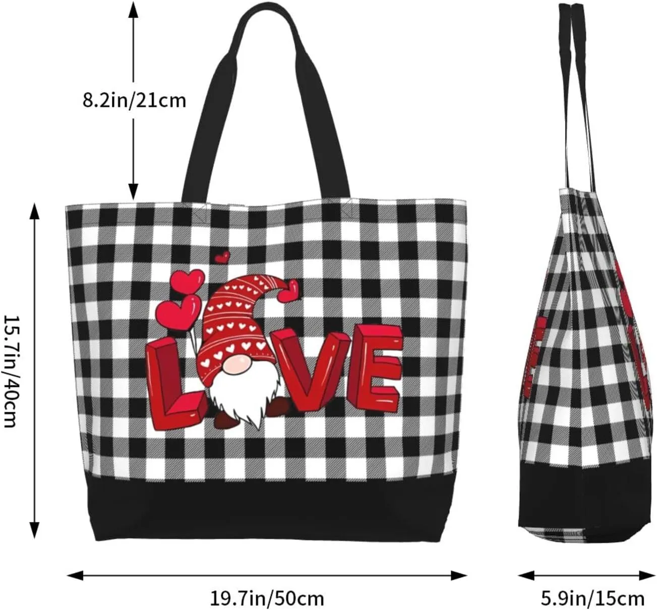 Valentine's Tote Bag Large with Interior Pocket Tote Bag Reusable by Shoulder Tote Bags Travel Bags Shopping Gift