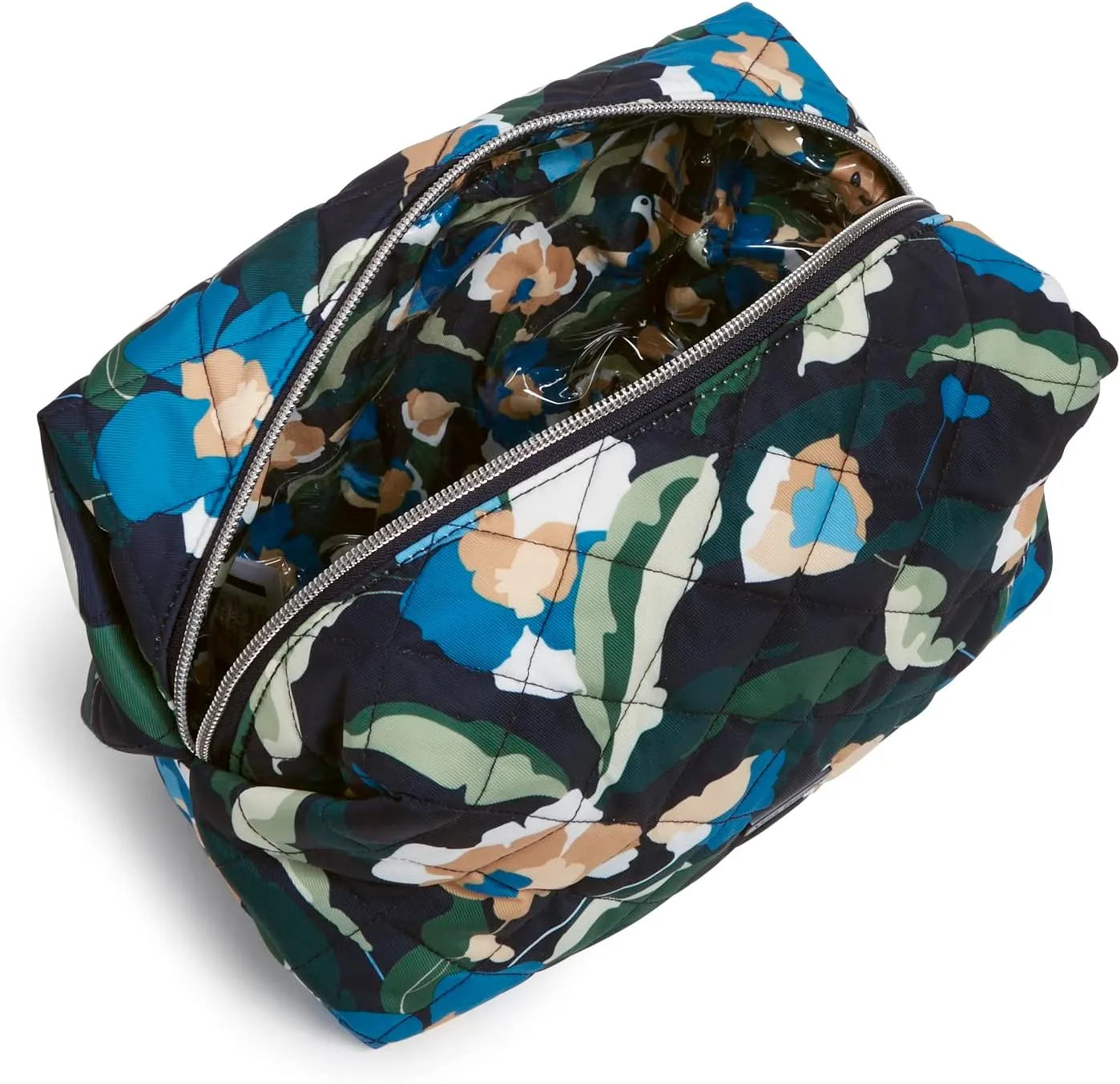 Vera Bradley Women's Performance Twill Large Cosmetic Makeup Organizer Bag, Immersed Blooms, One Size