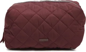 Vera Bradley Women's Performance Twill Large Cosmetic Makeup Organizer Bag, Raisin, One Size