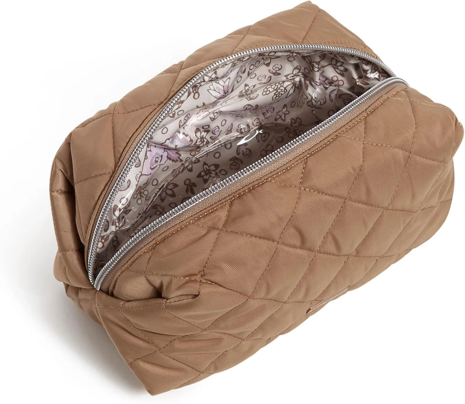 Vera Bradley Women's Performance Twill Medium Cosmetic Makeup Organizer Bag, Meadowlark Tan, One Size